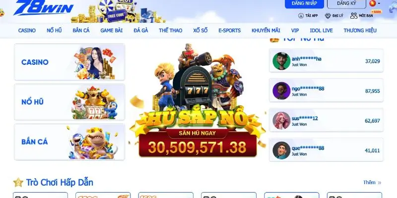 Bố cục của 78WIN được thiết kế hiện đại